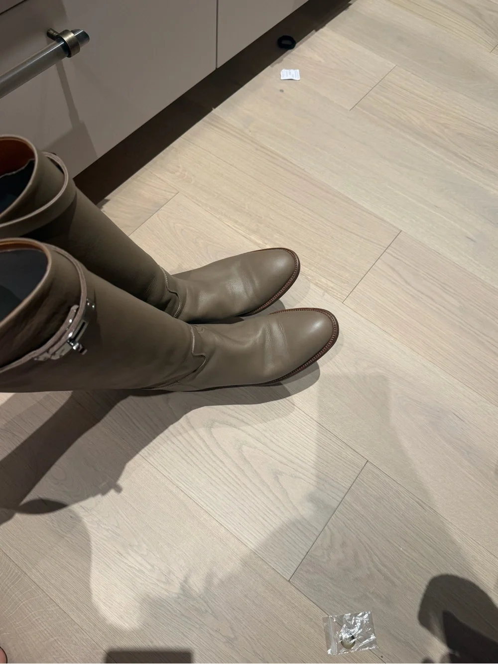 Hermes Etoupe Leather Over-the-Knee Riding Boots